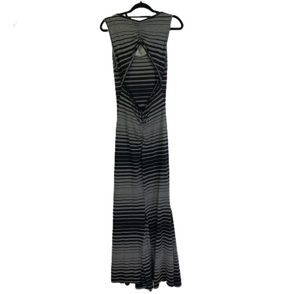 LIBERTY LOVE Black & Grey Stripe Open-Back‎ Maxi Dress - Picture 9 of 12